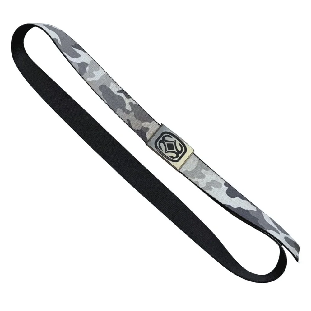 Maui Built Mens Reversible Camo Web Belt Grey Black Metal Buckle Seat Belt